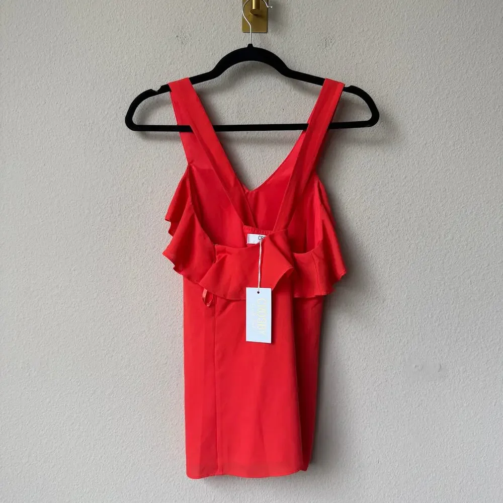 CROSBY by Mollie Burch Virginia Ruffle Tank in Salsa Red NWT Size S - Picture 3 of 7